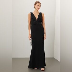Badgley Mischka Pleated Trim Gown $750 original retail